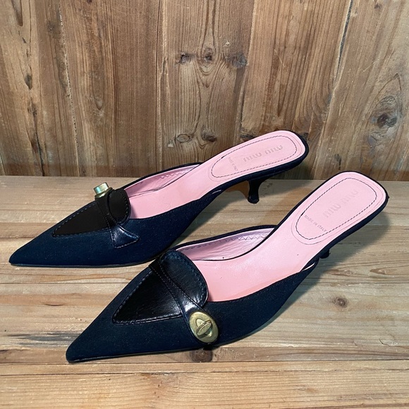 Sale!!🔥Miu Miu Kitten Heel Mules Black - Picture 3 of 11